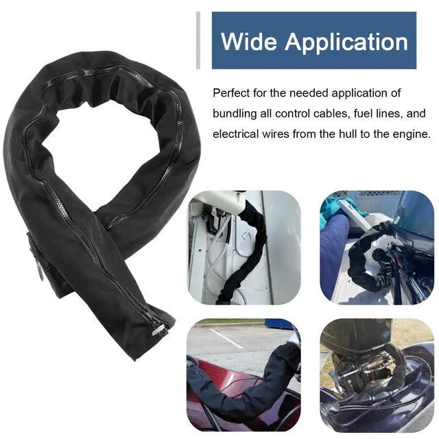 Alt view image 2 of 7 - 48 Inch Black Zippered Rigging Sleeve ZRS-1-DP Cable Casing | Flexible Protective Casing Organizer Sleeve for Trolling Motor Wires & Marine Wiring