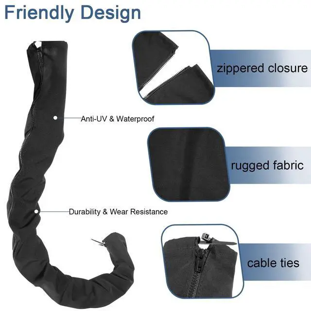 Alt view image 3 of 7 - 48 Inch Black Zippered Rigging Sleeve ZRS-1-DP Cable Casing | Flexible Protective Casing Organizer Sleeve for Trolling Motor Wires & Marine Wiring