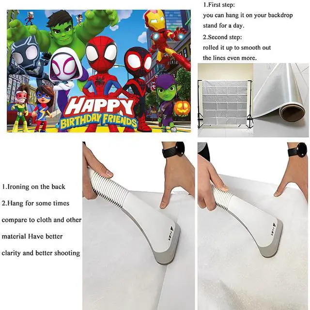 Alt view image 4 of 4 - Spider and Friends Birthday Decorations,Spider and Friends Happy Birthday Banner Backdrop for Kids Birthday Party Supplies (5x3ft)