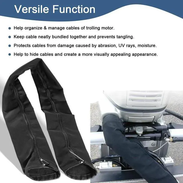 Alt view image 4 of 7 - 48 Inch Black Zippered Rigging Sleeve ZRS-1-DP Cable Casing | Flexible Protective Casing Organizer Sleeve for Trolling Motor Wires & Marine Wiring
