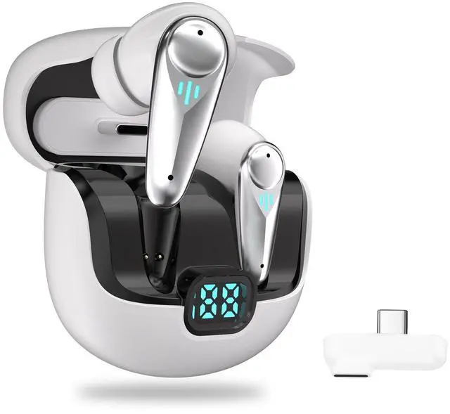 Main image of 2.4GHZ Wireless Gaming Earbuds,30MS Low-Latency,Bluetooth 5.4,with ANC Active Noise Cancelling,USB-C Dongle Included-Compatible with Meta Quest 3/2,Steam Deck,PS5/4,VR,PC,Switch (Whlte)