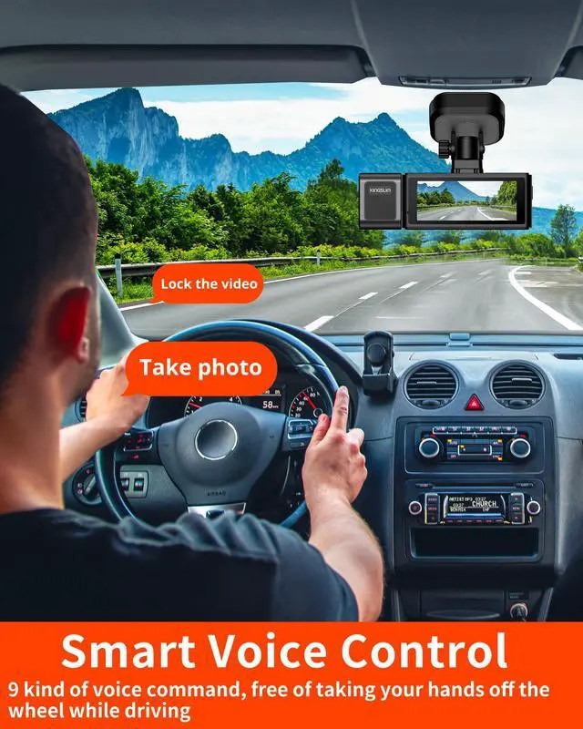 Alt view image 5 of 7 - D4PRO Dash Cam Front and Rear - 4K + 2K Dual Car Dashcam with WiFi GPS Dash Camera, Optional Inside Recording, Voice Control, Type C, Support 256GB Max