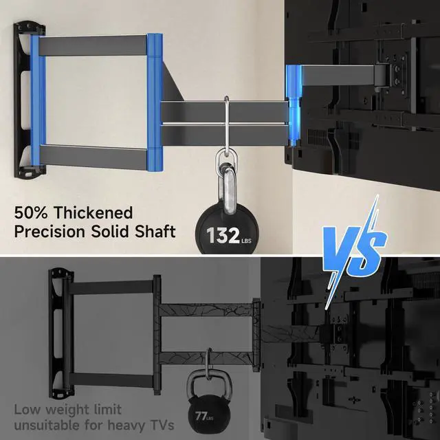 Alt view image 4 of 7 - 40" Full Motion TV Mount for 32-82" TVs, 132 lbs max, VESA 600x400mm. Swivel, tilt & Corner fit. Heavy Duty for LED/OLED/QLED. Model MA1078L