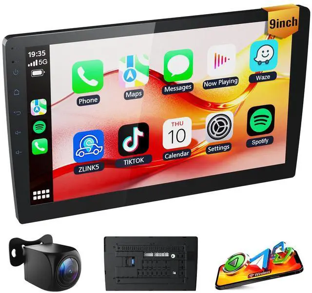 Main image of Huadio 9 Inch Universal Double Din Car Stereo with Wireless Apple CarPlay & Android Auto, Android 13 Touch Screen Car Radio, 2GB+64GB, CarPlay Screen for Car, GPS, Bluetooth, WiFi, Backup Camera