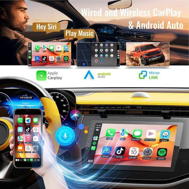 Alt view image 2 of 7 - Huadio 9 Inch Universal Double Din Car Stereo with Wireless Apple CarPlay & Android Auto, Android 13 Touch Screen Car Radio, 2GB+64GB, CarPlay Screen for Car, GPS, Bluetooth, WiFi, Backup Camera