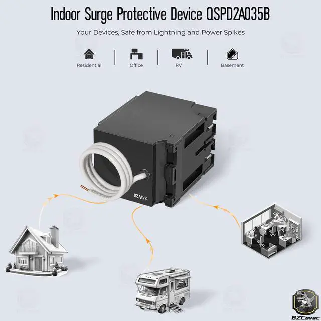 Alt view image 3 of 7 - QSPD2A035B 35kA Indoor Surge Protective Device, Whole House Surge Protector Breaker for Electrical Panel
