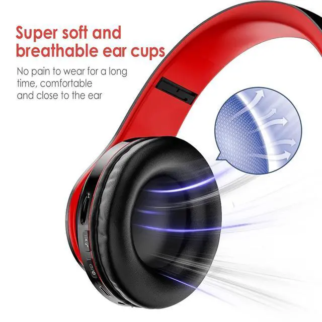 Alt view image 5 of 7 - 2022 Wireless Bluetooth Headphones,Colorful LED Lights Comfort Over Ear Foldable Headset with Built-in Microphone,FM,SD Card Slot,Wired for School/Tablet Computer/PC/TV/Cellphones/Travel