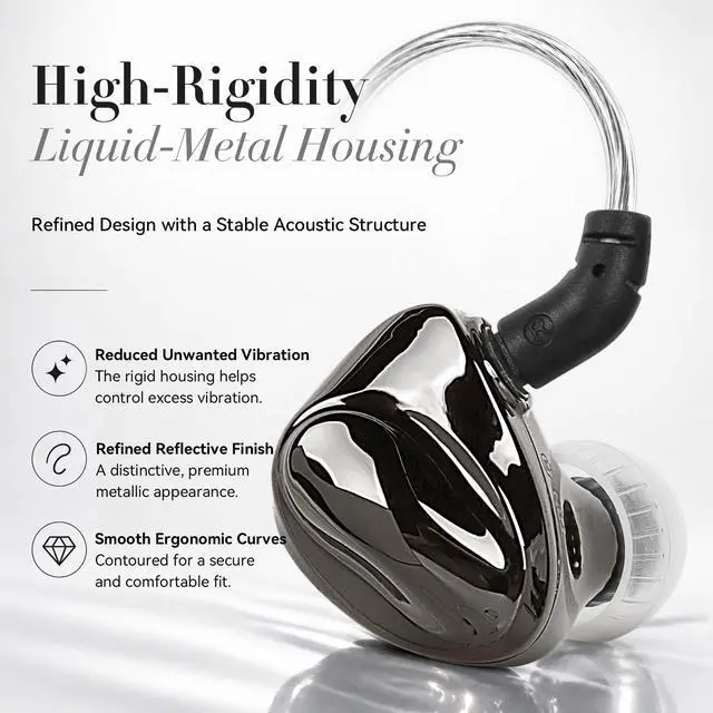 Alt view image 4 of 7 - TRN Dolphin IEM Earbuds, 10mm Dual-Magnetic Dynamic Driver, 2nd-Gen LCP | Dual-Cavity Design, Liquid-Metal Shell, Silver-Plated OFC Cable, Deep Bass, Natural Sound, HIFI In Ear Monitor for Musicians