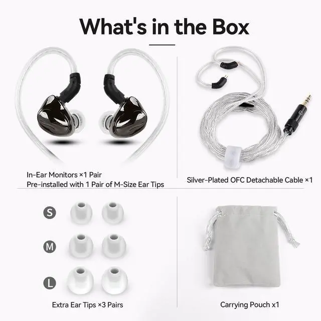 Alt view image 6 of 7 - TRN Dolphin IEM Earbuds, 10mm Dual-Magnetic Dynamic Driver, 2nd-Gen LCP | Dual-Cavity Design, Liquid-Metal Shell, Silver-Plated OFC Cable, Deep Bass, Natural Sound, HIFI In Ear Monitor for Musicians