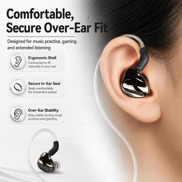 Alt view image 7 of 7 - TRN Dolphin IEM Earbuds, 10mm Dual-Magnetic Dynamic Driver, 2nd-Gen LCP | Dual-Cavity Design, Liquid-Metal Shell, Silver-Plated OFC Cable, Deep Bass, Natural Sound, HIFI In Ear Monitor for Musicians