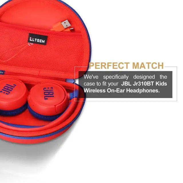Alt view image 2 of 7 - Case for JBL JR Jr310BT/Junior 320BT Kids Headphones Red | Hard Carrying Travel Case for JBL JR Jr310BT/Junior 320BT Kids Headphones