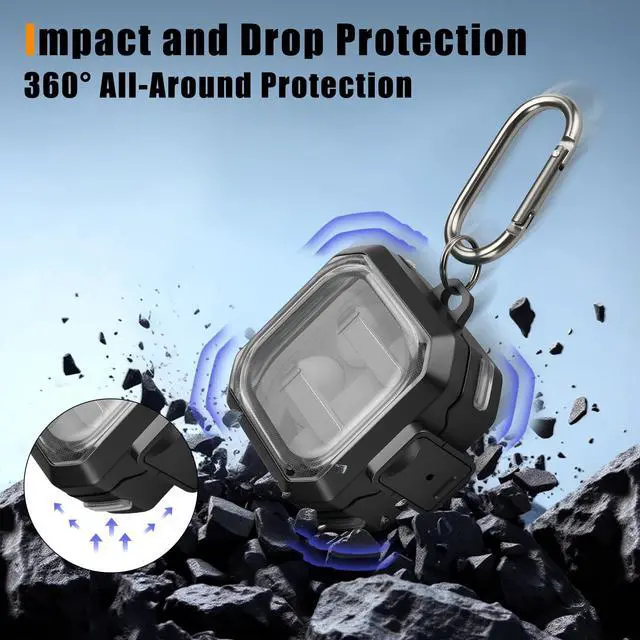 Alt view image 2 of 7 - Compatible with Samsung Galaxy Buds 4 Pro Case & Galaxy Buds 4 Case, Rugged Shockproof Protective Cover with Secure Locking Protection, Wireless Charging, Black