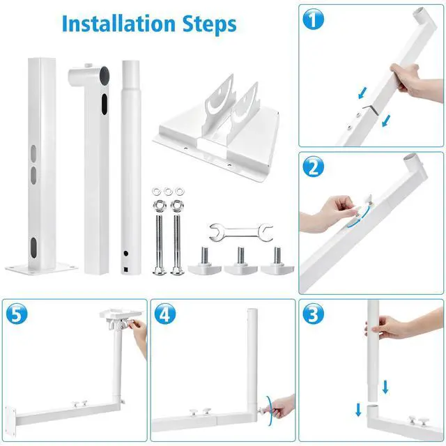 Alt view image 3 of 7 - Starlink Mount for Standard 4/4X/Gen 3 with 2-in-1 Router Mount 360° Adjustable Starlink Gen 3 Bracket Starlink Mast Holder with Starlink Gen 3 Pipe Adapter Starlink Long Wall Mount Kit White