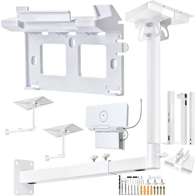 Alt view image 4 of 7 - Starlink Mount for Standard 4/4X/Gen 3 with 2-in-1 Router Mount 360° Adjustable Starlink Gen 3 Bracket Starlink Mast Holder with Starlink Gen 3 Pipe Adapter Starlink Long Wall Mount Kit White