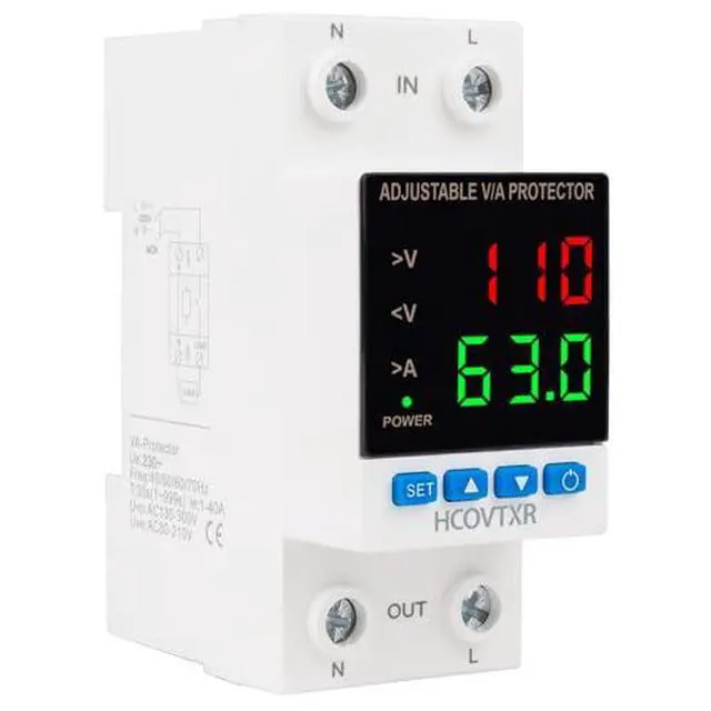 Alt view image 2 of 7 - Aadjustable Circuit Breaker 110V 63A Smart Circuit Breaker Over and Under Voltage Protector Adjustable Voltage Regulator with LED Display for Home RV Solar Systems(Dual Display, 63A)
