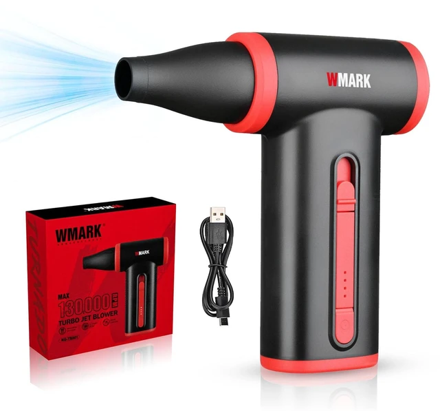 Main image of Compressed Air Duster Rechargeable Cordless Handheld Mini Blower 130000 RPM Brushless Motor Stepless Control, 33m/s Wind Speed-Electric Air Duster for PC, Keyboard, Home, Car NG-TB001(Black)