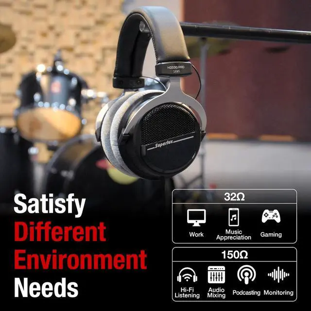 Alt view image 5 of 7 - HD330PRO 32 Semi-Open Studio Headphones for Music and Podcasting | For musicians and creators on phones or laptops; 32 compatibility, balanced 40mm-driver sound and a semi-open fit