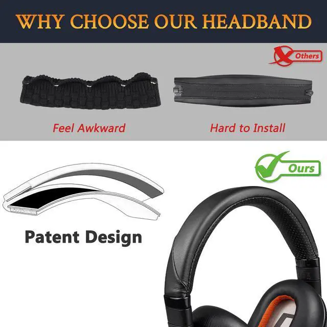 Alt view image 3 of 6 - Headband for Plantronics BackBeat Pro 1/2, Voyager 8200 UC Headphones, Replacement Headstrap Pad Repair Part - Black