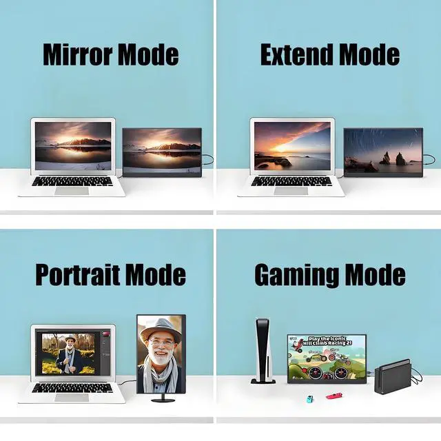 Alt view image 4 of 7 - 15.6 Inch Portable Monitor Touchscreen with Stand, Portable Travel Monitor 1080P IPS/HDR Laptop Screen Extender for Gaming and Computer Display, Compatible with Laptop PC Phone PS4/PS5 Switch