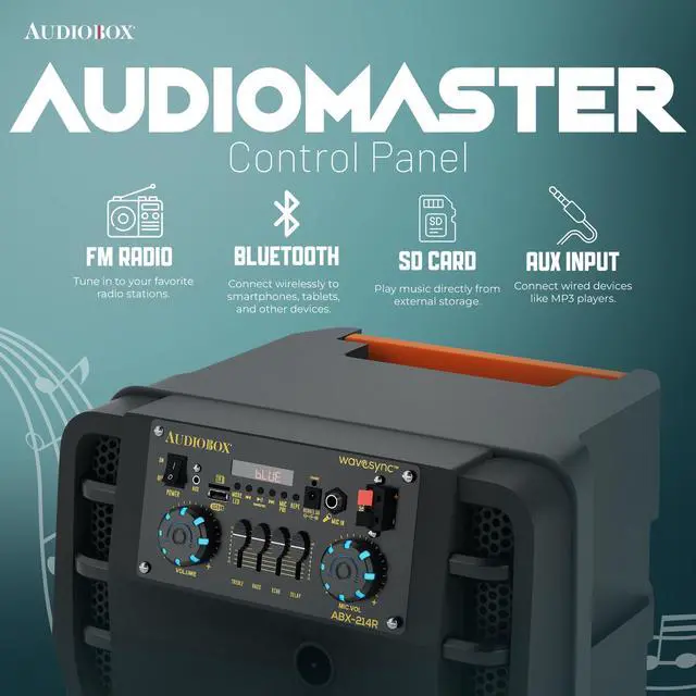 Alt view image 6 of 6 - Bluetooth Party Speaker with Wireless Mics, Dual 12" Woofers | RGB Party Lights, AUX Input, Rechargeable Battery, Remote Control Included, 37" Tall Design, Deep Bass Performance
