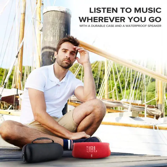 Alt view image 3 of 3 - Charge 5- Portable Bluetooth Speaker with Megen Hardshell Travel Case with IP67 Waterproof and USB Charge Out (Red)