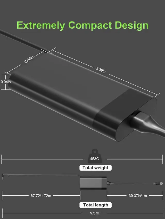 Alt view image 4 of 7 - 150W Charger for HP ZBook 15 16 17 15v Studio x360/Fury/Power G11 G10 G9 G8 G7 G6 G5 G4 G3 Victus 15/ Omen 15 17/ Pavilion Gaming 15 16 17 Elitebook 1050 G1 Laptop TPN-CA11 Supply