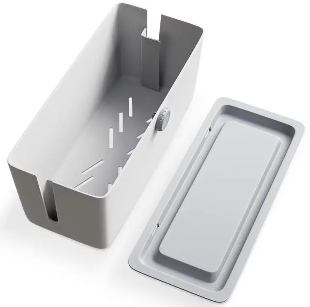 Main image of ® Cable Management Box - Cord Organizer with Child Proof Lock - Cord Hider to Conceal Wires,Power Strips from TV,Computer,Desk and Babies - 12 X 5.25 x 5.25 (Gray)