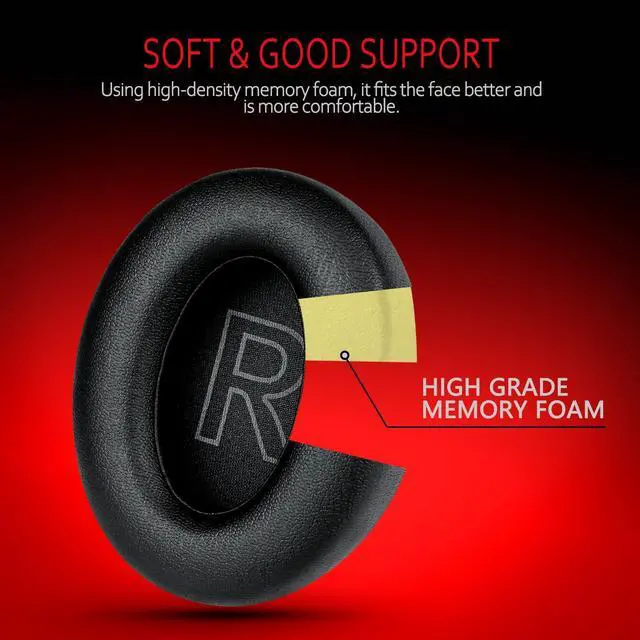 Alt view image 2 of 6 - Soundcore Replacement Ear Pads Fits Soundcore Life Q20 Replacement Ear Pads, Soft Memory Foam Soundcore Q20 Replacement Ear Pads for Anker Q20/Q20i/Q20BT Headphones Black