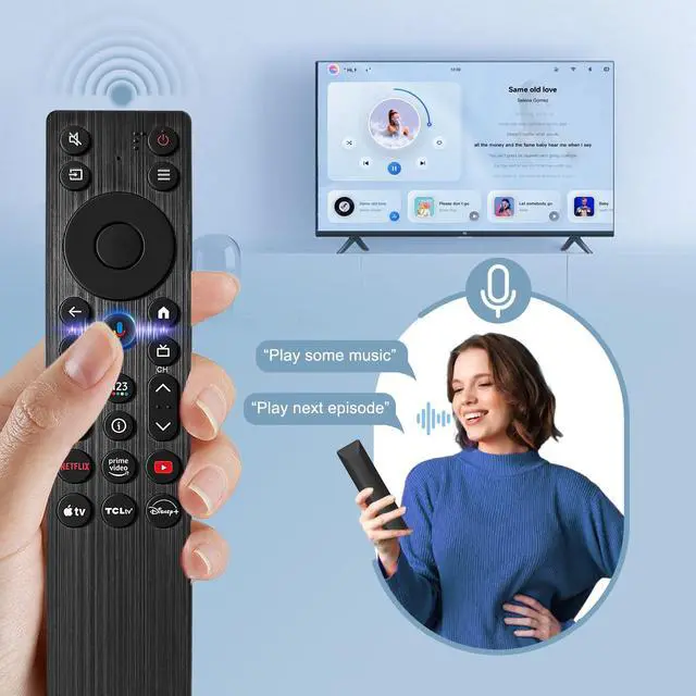 Alt view image 3 of 7 - RC923A FMB1 Voice Remote Control Replacement Compatible for TCL Smart TV Series QM5K QM7K QM6kQLED QLED Mini Google TV's
