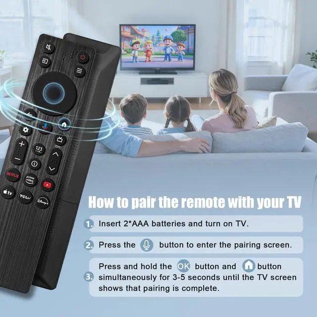 Alt view image 6 of 7 - RC923A FMB1 Voice Remote Control Replacement Compatible for TCL Smart TV Series QM5K QM7K QM6kQLED QLED Mini Google TV's