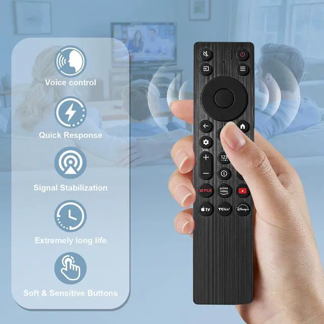 Alt view image 5 of 7 - RC923A FMB1 Voice Remote Control Replacement Compatible for TCL Smart TV Series QM5K QM7K QM6kQLED QLED Mini Google TV's