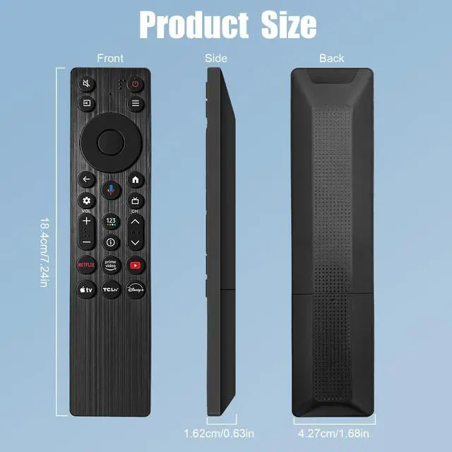 Alt view image 7 of 7 - RC923A FMB1 Voice Remote Control Replacement Compatible for TCL Smart TV Series QM5K QM7K QM6kQLED QLED Mini Google TV's