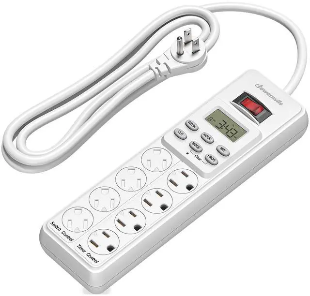 Main image of 8 Outlet Power Strip with Timer, 6FT Cord for Bearded Dragon Tank | 4 Timed & 4 Always On, 14/3 AWG,15A Indoor Digital Outlet for Reptile Light,Turtle Grow Light,Aquarium,UL Listed