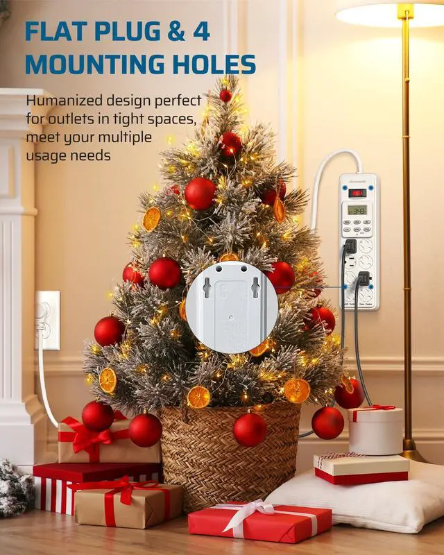 Alt view image 5 of 5 - 8 Outlet Power Strip with Timer, 6FT Cord for Bearded Dragon Tank | 4 Timed & 4 Always On, 14/3 AWG,15A Indoor Digital Outlet for Reptile Light,Turtle Grow Light,Aquarium,UL Listed