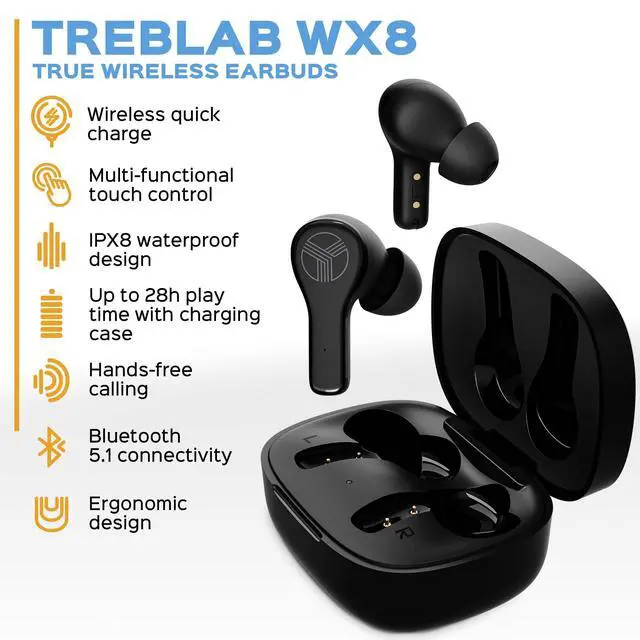 Alt view image 3 of 7 - WX8 - True Wireless Earbuds with Pure Sound, Soft Silicone Ear Buds | IPX8 Waterproof, 28H Play, Wireless Charging, Noise Reduction Touch Control, In-Ear Bluetooth Headphones for Sports Running