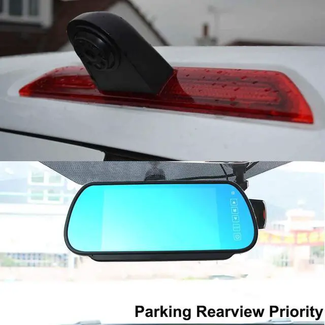 Alt view image 2 of 6 - Compatible for Ford Transit 150 2015-2020, Transit 250 2015-2020, Transit 350/350 HD 2015-2020 Brake Light Backup Camera with 7 inch Clip-on Mirror Monitor (Transit Van)