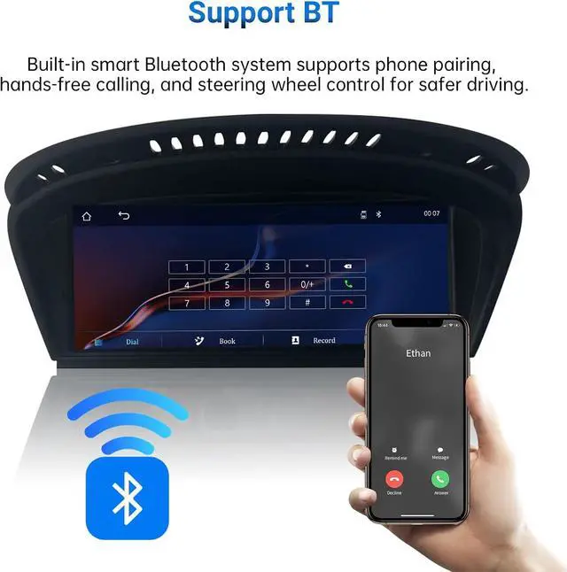 Alt view image 3 of 7 - CarPlay Touchscreen Screen Upgrade for BMW 5 Series E60/E61 with CCC System 2005-2008, 9.3 Inch Wireless CarPlay Android Auto, Mirror Link Car Radio Car Stereo Bluetooth Video Player Head Unit