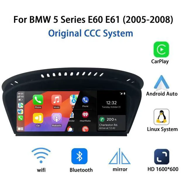 Alt view image 5 of 7 - CarPlay Touchscreen Screen Upgrade for BMW 5 Series E60/E61 with CCC System 2005-2008, 9.3 Inch Wireless CarPlay Android Auto, Mirror Link Car Radio Car Stereo Bluetooth Video Player Head Unit
