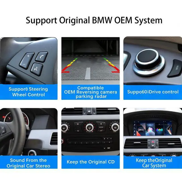 Alt view image 7 of 7 - CarPlay Touchscreen Screen Upgrade for BMW 5 Series E60/E61 with CCC System 2005-2008, 9.3 Inch Wireless CarPlay Android Auto, Mirror Link Car Radio Car Stereo Bluetooth Video Player Head Unit