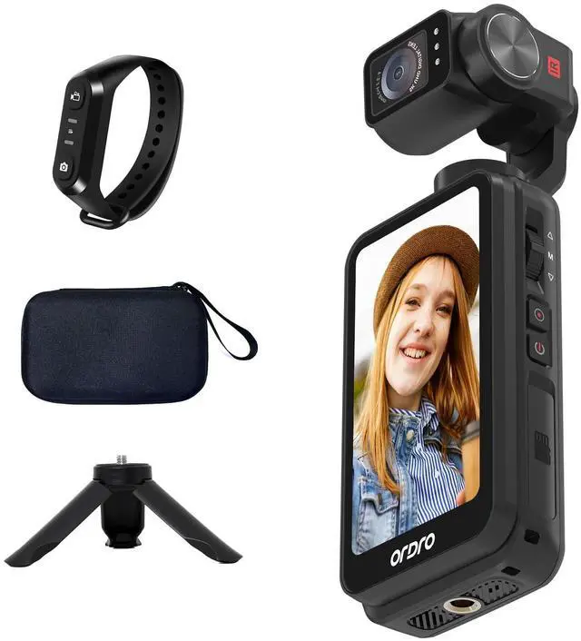 Main image of M5 3-Axis Stabilized Pocket Camera, 5K/4K Video, 48MP Still, Night Vision, 3.5" Touch Flip Screen, Face Follow, 1/2.5" Sensor, YouTube Content Creator Kit