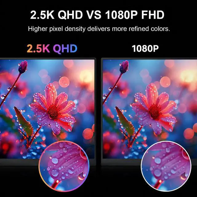 Alt view image 4 of 7 - 2.5K Portable Monitor, 15.6 inch 2560x1600 QHD External Monitor 100% sRGB Eye Care USB-C HDMI Second Screen for Laptop Mac Phone PS4/5 Xbox Switch