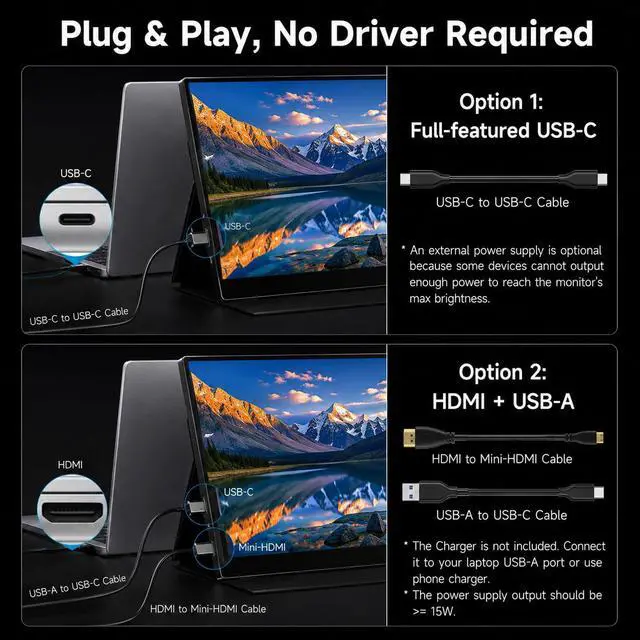 Alt view image 7 of 7 - 2.5K Portable Monitor, 15.6 inch 2560x1600 QHD External Monitor 100% sRGB Eye Care USB-C HDMI Second Screen for Laptop Mac Phone PS4/5 Xbox Switch