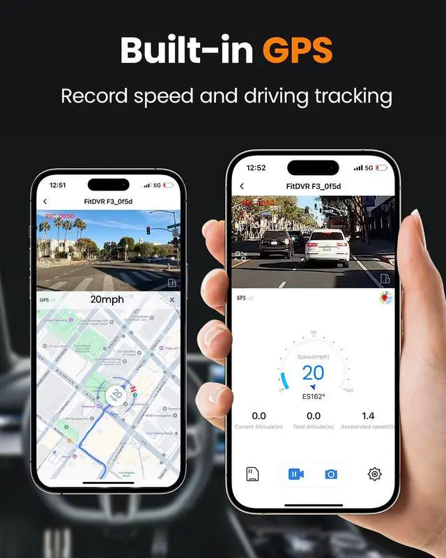 Alt view image 3 of 7 - 4K 3 Channel Dash Cam, 2160P+1080P+1080P Front and Rear Inside Car Camera with 64GB Card, WiFi Built-in GPS, 3 IPS Screen, IR Night Vision, G Sensor, WDR(F3)