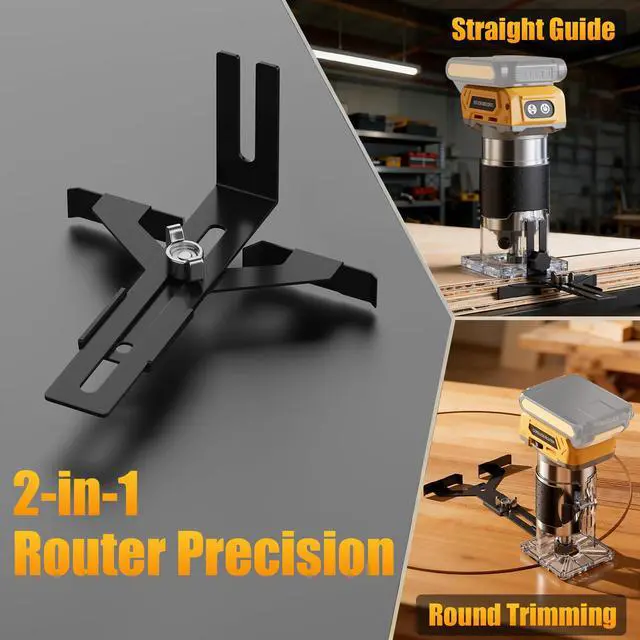Alt view image 5 of 7 - Brushless Cordless Router for Woodworking, Compatible with Dewalt 20V Battery (Battery Not Included), 6-Speed, 30000-RPM Trim Router, 15-Pcs Trim Bits for Edge Trimming, Grooving (Black and Yellow)