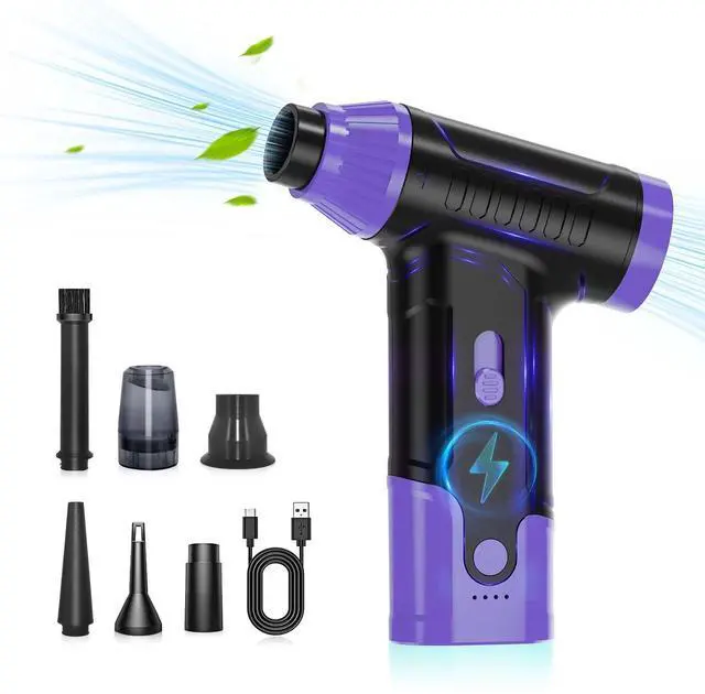 Main image of Compressed Air Duster Keyboard Cleaner, Electric Air Blower (Purple) | Cleaning Kit 150,000 RPM Mini Duster Spray for Dusting PC, Car, and Vacuum