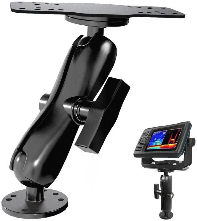 Main image of S109 Aluminum Alloy Fish Finder Mount with C Size 1.5" Ball, 7.78" Dual Purpose Mount with Rectangle Plate & Round Plate, 360° Rotation Marine Electronic Mount Compatible with Garmin, Lowrance