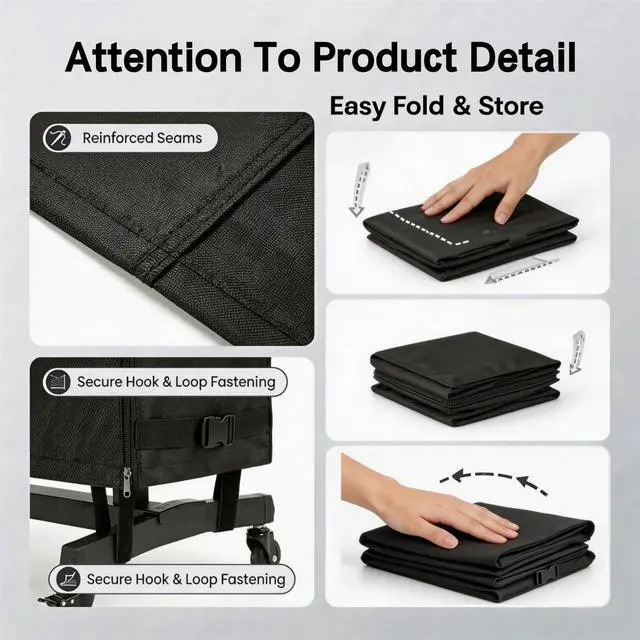 Alt view image 5 of 7 - Outdoor TV Trolley Cover 60-65-inch 59" L x 13" W x 56" H | Zipper access, windproof design, heavy-duty waterproof Oxford,Mesh pockets, snap-button fastening, hook and Loop Strips