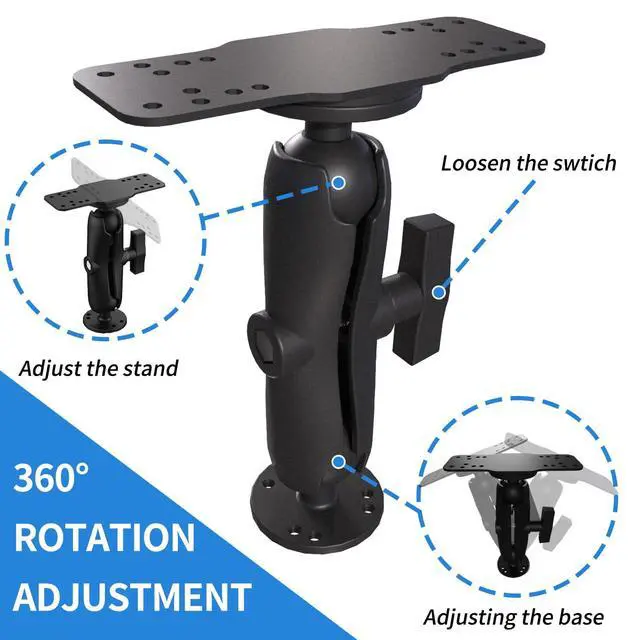 Alt view image 6 of 7 - S109 Aluminum Alloy Fish Finder Mount with C Size 1.5" Ball, 7.78" Dual Purpose Mount with Rectangle Plate & Round Plate, 360° Rotation Marine Electronic Mount Compatible with Garmin, Lowrance