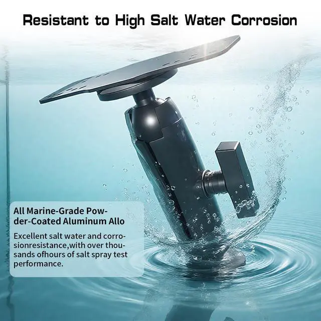 Alt view image 7 of 7 - S109 Aluminum Alloy Fish Finder Mount with C Size 1.5" Ball, 7.78" Dual Purpose Mount with Rectangle Plate & Round Plate, 360° Rotation Marine Electronic Mount Compatible with Garmin, Lowrance