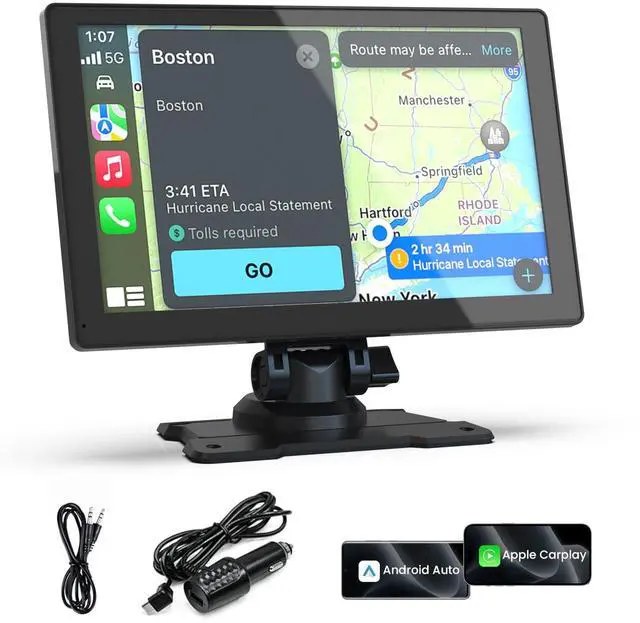 Main image of Carplay Screen for Car, 9'' Wireless CarPlay-Upgrade Portable Touchscreen | GPS Navigation, Bluetooth, Mirror Link, Voice Control, Hands-Free Calling,Plug & Play Car Play Screen